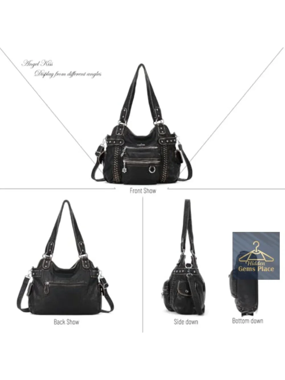 Soft PU Leather Hobo Handbag with Adjustable Strap, Shoulder Bag